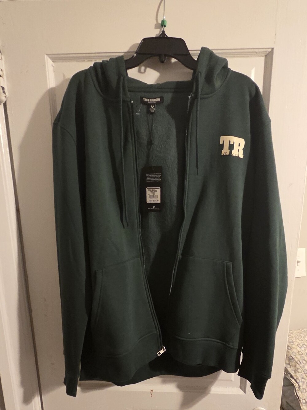 True Religion Dark Green Zip-Up Hoodie with TR Patch